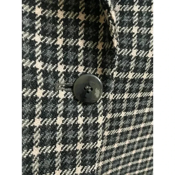 Vintage Rena Rowan For Saville Wool Plaid Houndstooth Blazer Black/Beige Button - Picture 5 of 8
